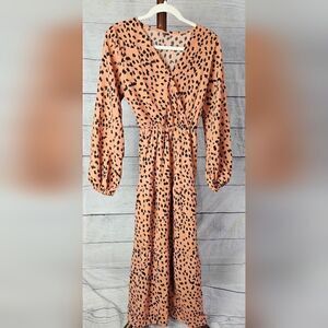 Women's Animal Print Puff Sleeves Dress Small